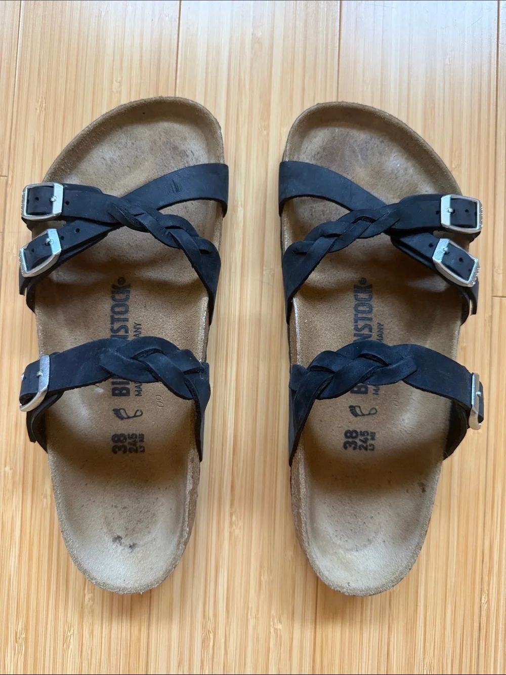 Birkenstock Franca Braided black leather sandals 38